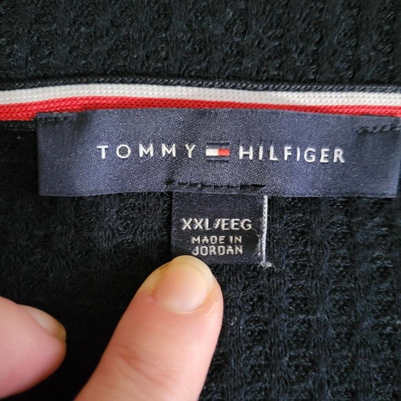 Tommy Hilfiger Cardigan Sweater Womens XXL Navy Blue Waffle Knit Thermal Button - Picture 4 of 11